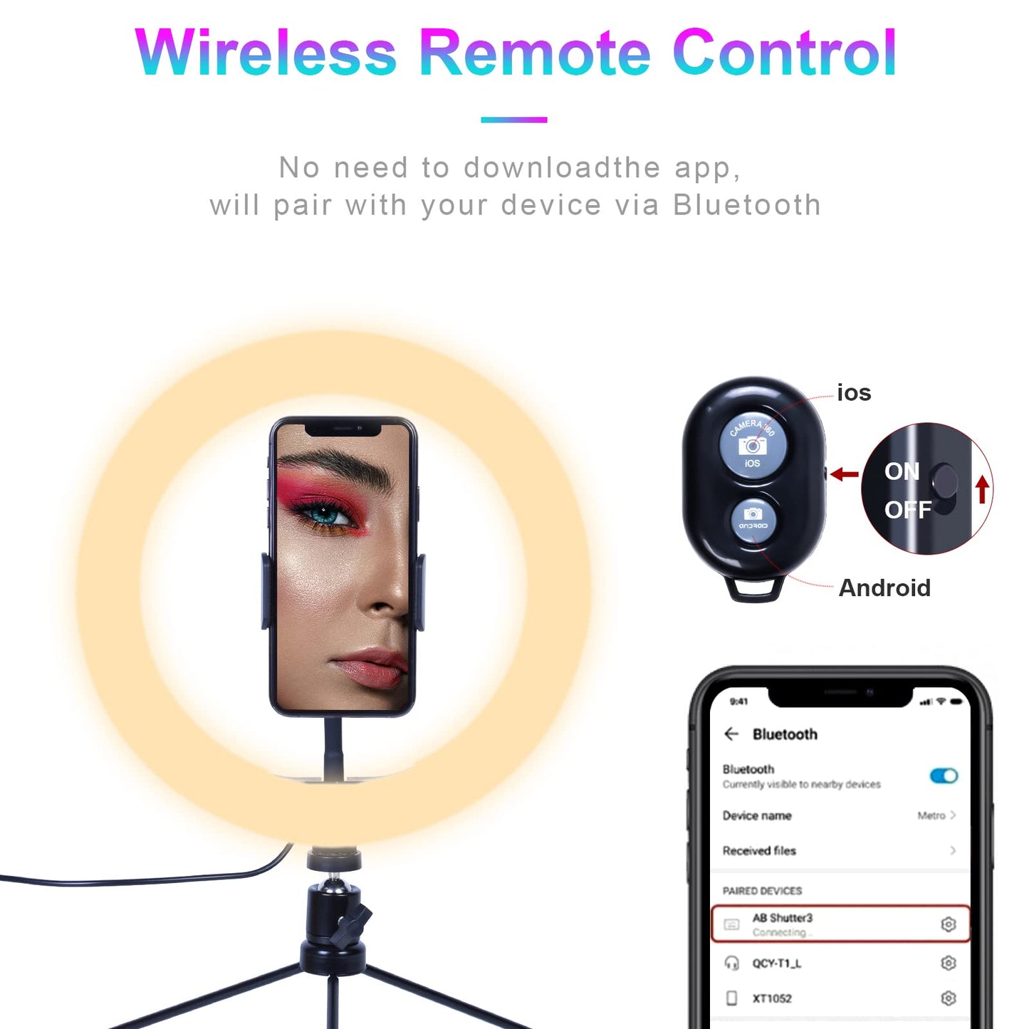 AGM 10” LED Ring Light with Tripod Stand & Phone Holder 3 Light Modes & 10 Brightness Level for Video/Photography/Live Streaming
