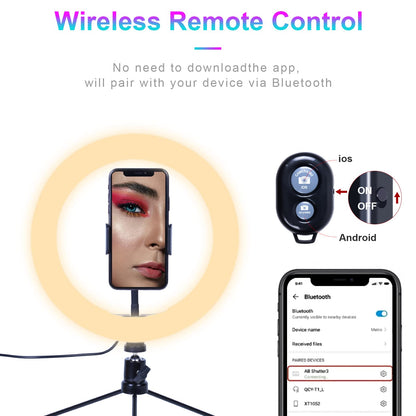 AGM 10” LED Ring Light with Tripod Stand & Phone Holder 3 Light Modes & 10 Brightness Level for Video/Photography/Live Streaming