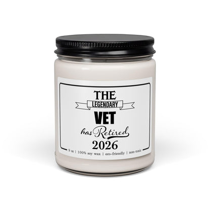 The Legendary Vet Has Retired 2026 Candle Retirement Gifts for Large Animal Equine Zoo Exotic Wildlife Small Zoologist Veterinarian Men Women 9oz Vanilla Scented Soy Wax Blend