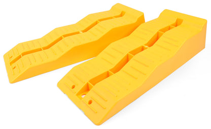 MaxxHaul 50939 3-Steps RV Leveling Ramps Yellow Camper & Trailer - Set of 2 Wheel Chocks