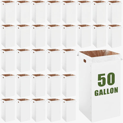 Nosiny 30 Pcs 50 Gallon Cardboard Trash Cans for Spring Events, Recycling Pop-up Corrugated Cardboard Bin with Trash Bag, Disposable and Reusable Garbage Container for Outdoor Wedding Birthday(White)