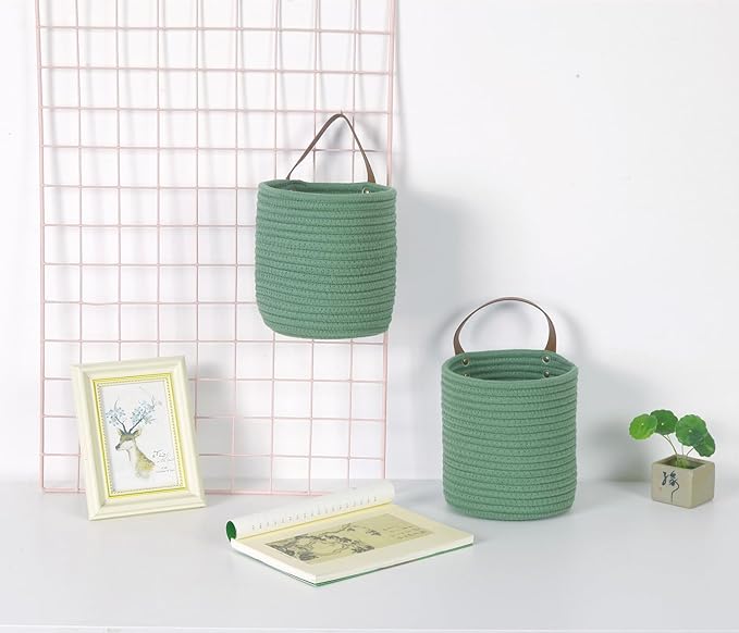 2pack Small Hanging Basket-Cotton Rope Wall Basket