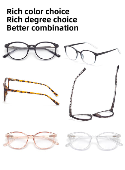 FoxMook 3-Pack Blue Light Blocking Glasses Round Women Men Computer Glasses Anti Eye Strain/UV/Glare Gaming Glasses, Black Brown-Tortoise Gray-Tortoise