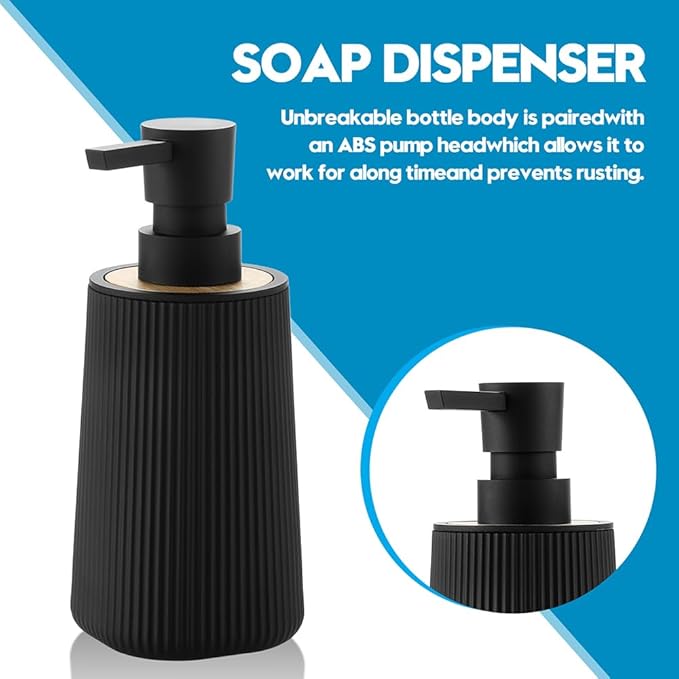 Small Soap Dispenser for Bathroom and Kitchen, Modern Farmhouse Striped Style