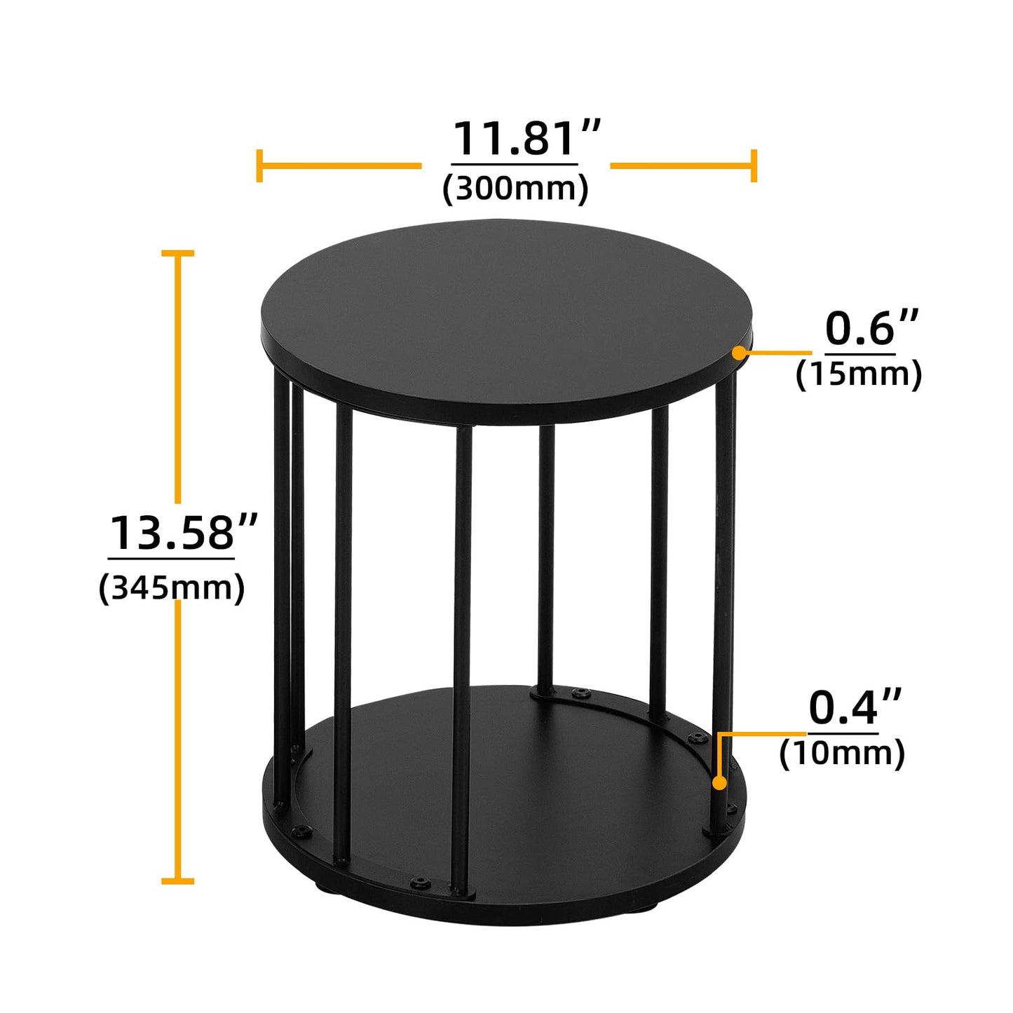 Leinade Plant Stand Indoor,small plant stool,Flower Pot Corner stand holder,Mid Century Heavy Duty Metal Tall Home Decor,Modern Round End Table,Small Rustic Display Stand for Living Room,Bedroom(Black,14In)