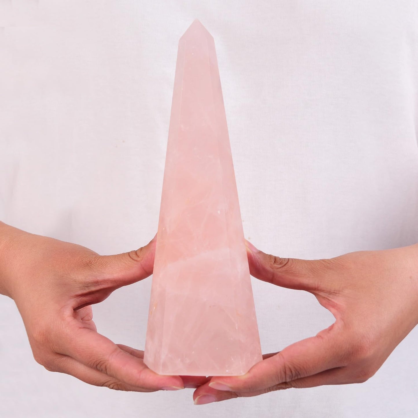 SMOHEAL Rose Quartz Large Crystal Tower Natural Pink Healing Crystal Point Wand Obelisk for Reiki Meditation Crystal Grid Decoration 1.5-2 LBS