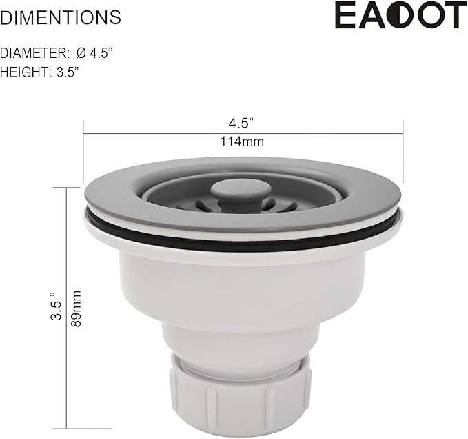 3-1/2 Inch Polymer Slate Gray Sink Drain Assembly