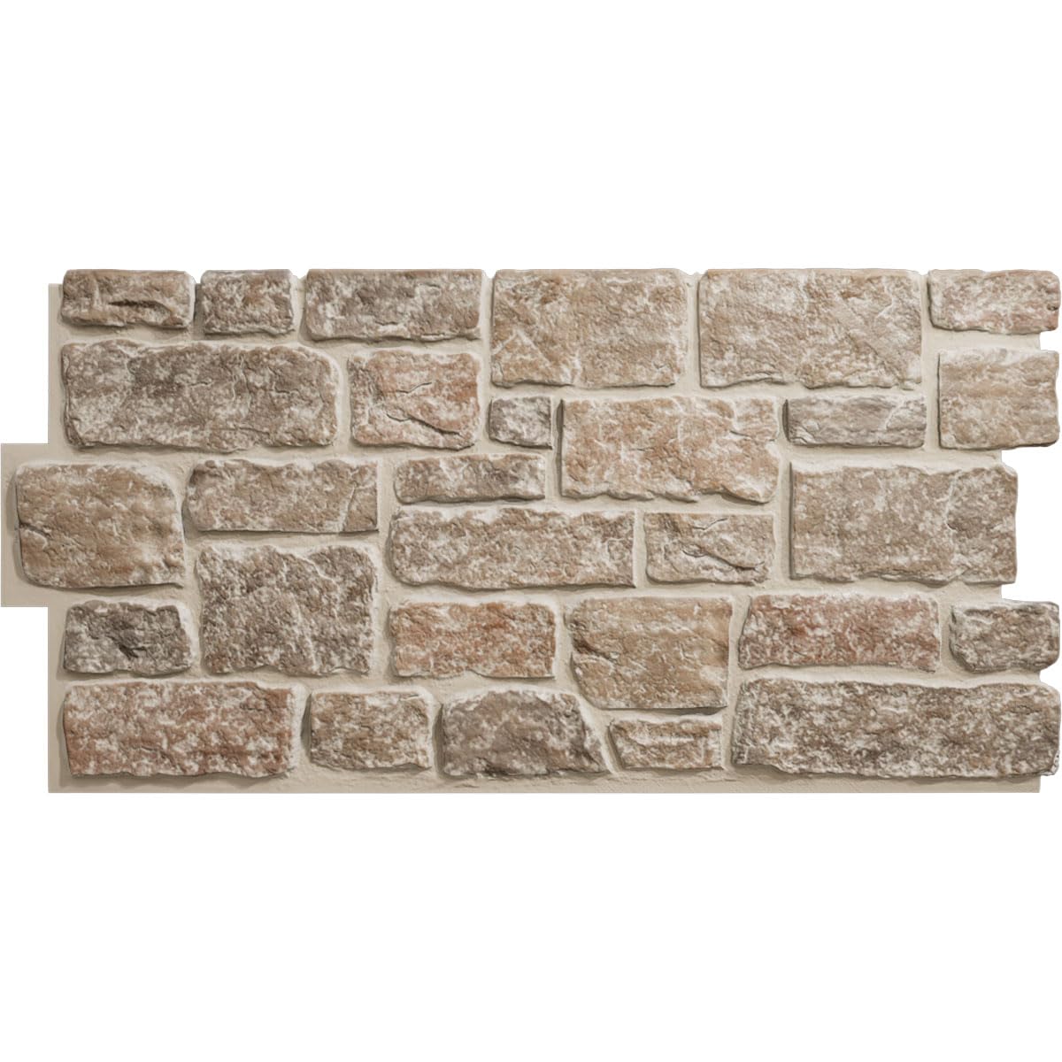 EverStone Cobblestone Faux Stone Panel, 48"W x 23 3/4"H x 1 1/8"D, Flintstone Color