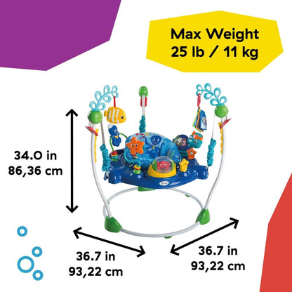 Baby Einstein, Neptune's Ocean Discovery Activity Jumper & Bouncer, Play Centre with Removable Toys, Introduces Numbers and Colours, Languages, 4 Adjustable Heights, 360° Rotation, Ages 6 Months+