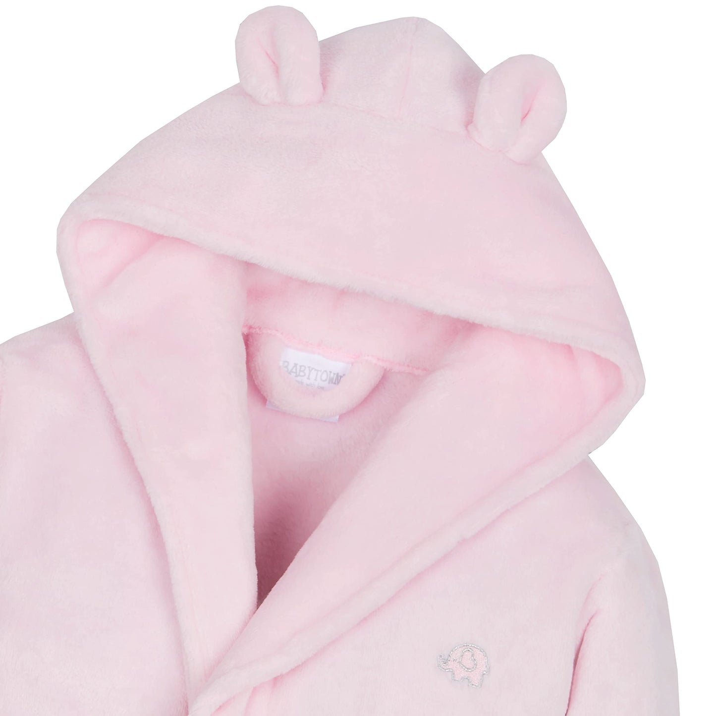 Gembroidery Personalised Baby Bathrobe Hooded Fleece Dressing Gown Super Soft Gifts Bath Robe For Boys Girls Cute Teddy Ears (0-6 Pink)
