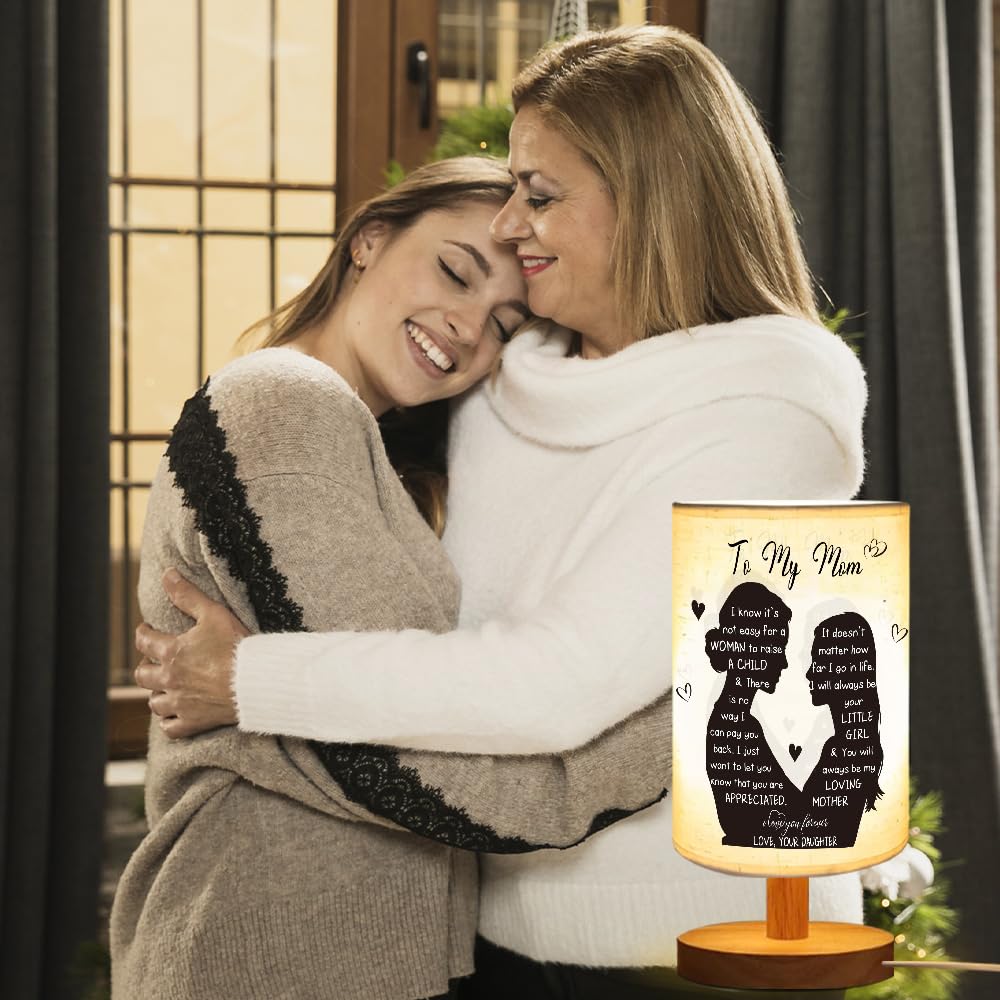 ZuEiiDop Mom Table Lamp Gifts from Daughter Mothers Day Birthday Gifts for Single Moms Mothers Mommy Christmas Valentines Easter Thank You Love You Mom Lamp Bedside Nightstand Light Bedroom Home Decor