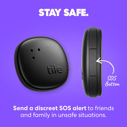Tile by Life360 Sticker (2024) - Small Bluetooth Tracker, Remote Control Finder and Item Finder for Bikes, Glasses and More. Both iOS and Android Compatible. Phone Finder. 1-Pack (Black)
