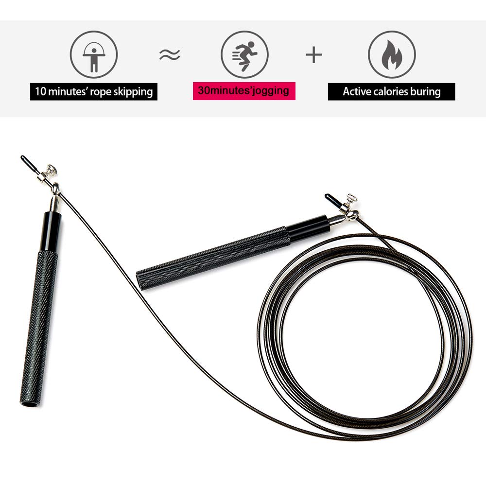 Speed Skipping Rope Adjustable Jumping Rope with Aluminum Handle and Ball Bearing Tangle-Free Exercise Rope for Fat Burning Exercises, Cross Fit Training, Fitness, Exercise