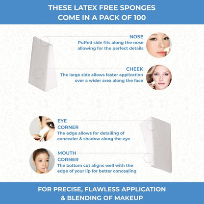 ForPro Professional Collection Beauty Wedges, Latex Free Foam Sponges, Makeup Blenders for Powder and Liquid Makeup, 100-Count