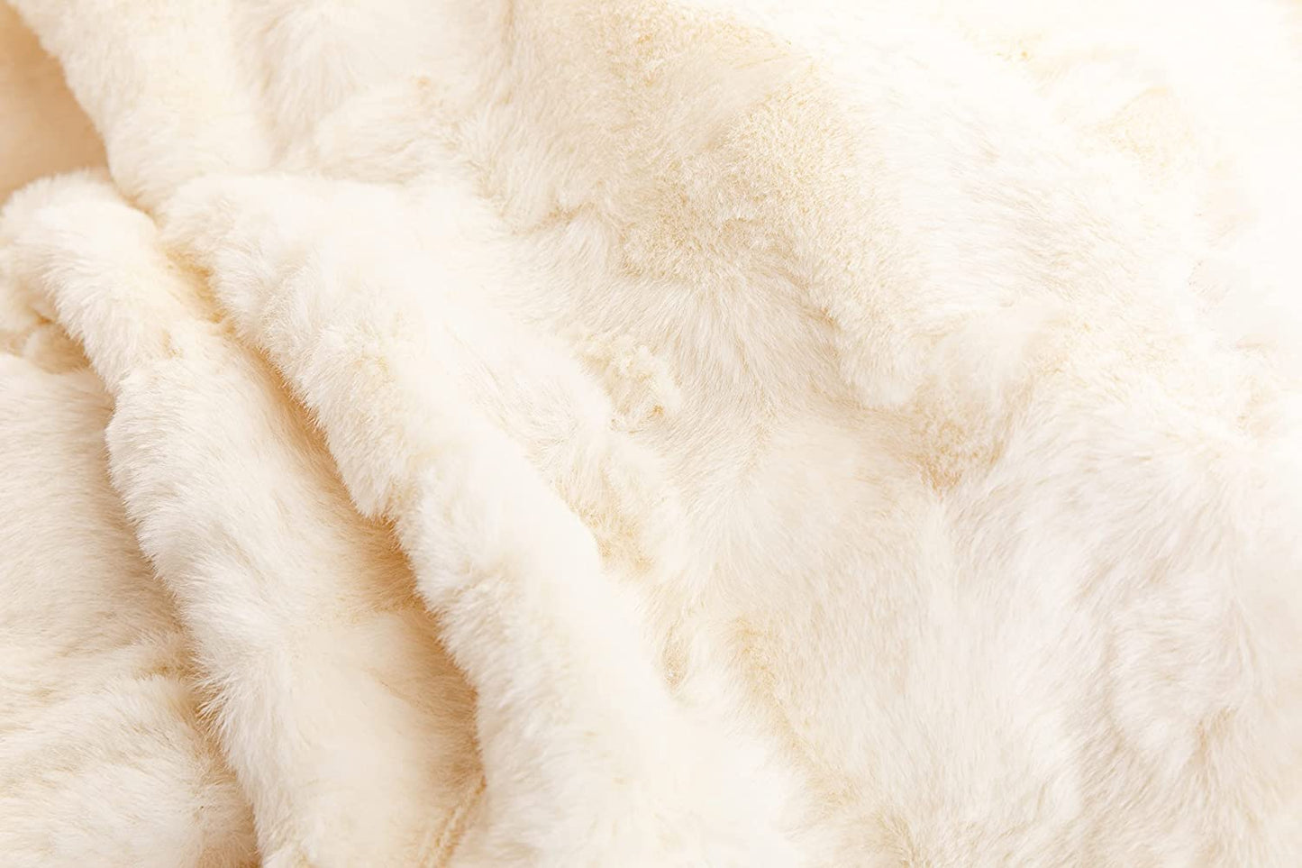 Outrageously Soft Queen Sized Blanket - Ultra Plush Minky Faux Fur Blanket - 60 x 80 Inches - Ivory