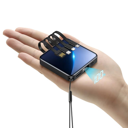 Portable Charger with Built-in Cable,12000mAh 22.5W Fast Charging Small Power Bank,USB C Input/Output with Smart LED Display,External Battery Pack for iPhone,Tablet,Samsung