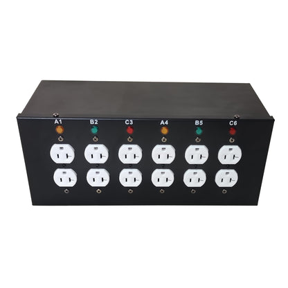 JUNMAN 6 Channel L21-30 to 12 Edison Power Distro Distributor Box for Stage DJ Lighting Party Event Show