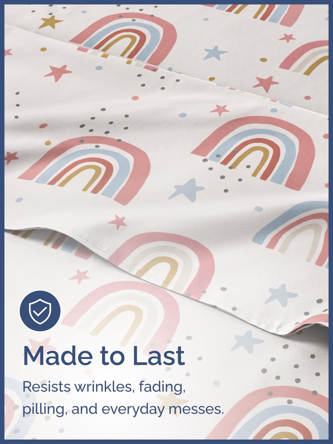 Kids Full Size Bed Sheet Set - 4 Piece Kids Loft Bed Sheets - Rainbow Star Theme Bedding - Soft, Cute and Cozy - Breathable and Machine Washable - Colorful Bed Set for Boys, Girls, Teens & Toddlers
