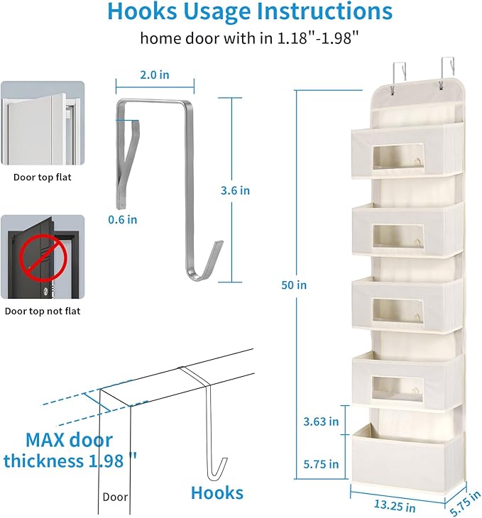 MAX Houser 5-Shelf Over The Door Hanging Organizer