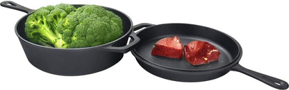 KICHLY 3.0L,3.2 Quart Pre Seasoned Cast Iron Combo Cooker Dutch Oven with Lid, 10.25 Inch, 26 cm Dual Function Skillet Pot with lid, Cast Iron Casserole Dish with Lid