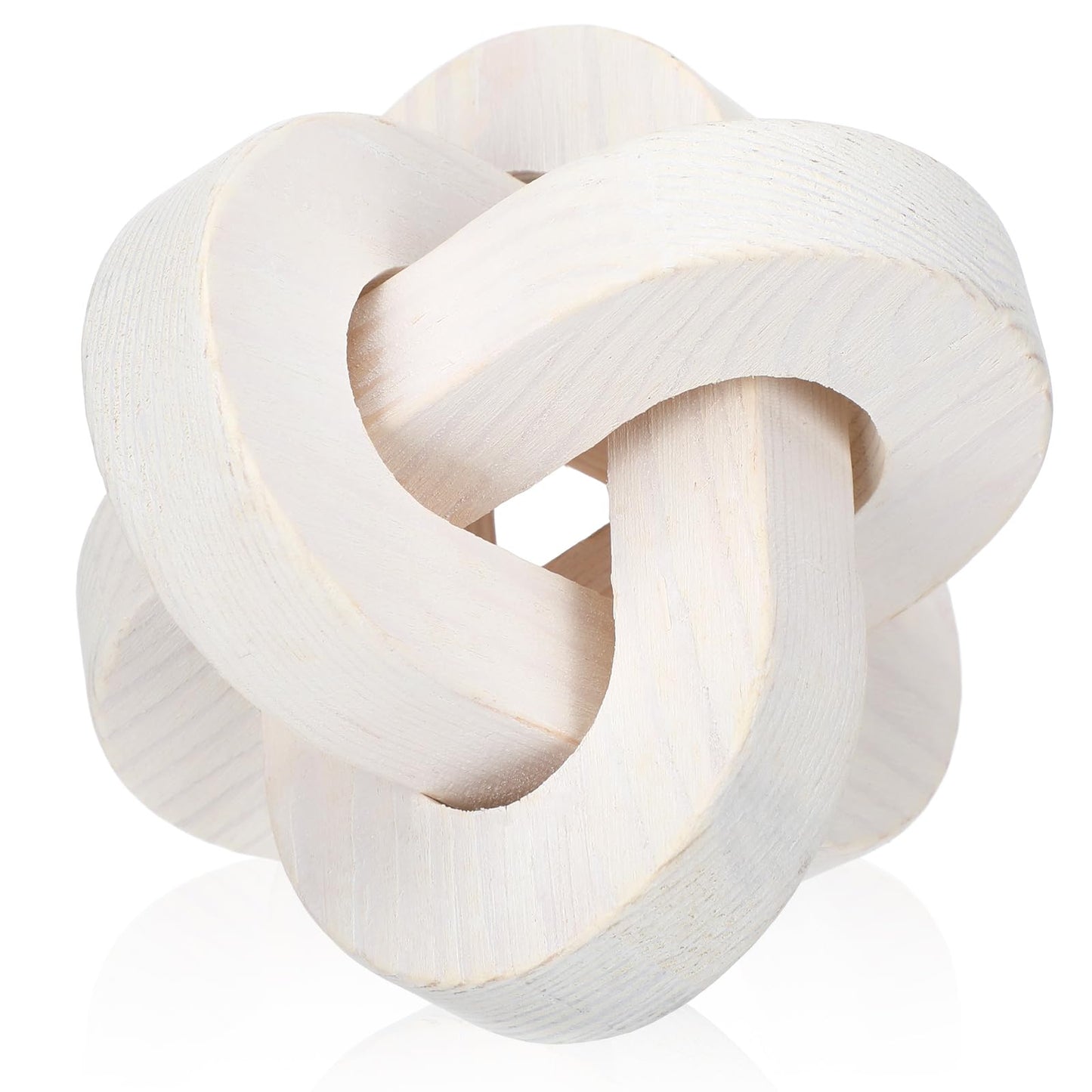 Yalikop 3 Link Wood Knot Decor - Hand Carved Coffee Table Decoration, Boho Chain Link Decor, Modern Shelf, Rustic Objects for Home Living Room Bedroom(Classic,White)