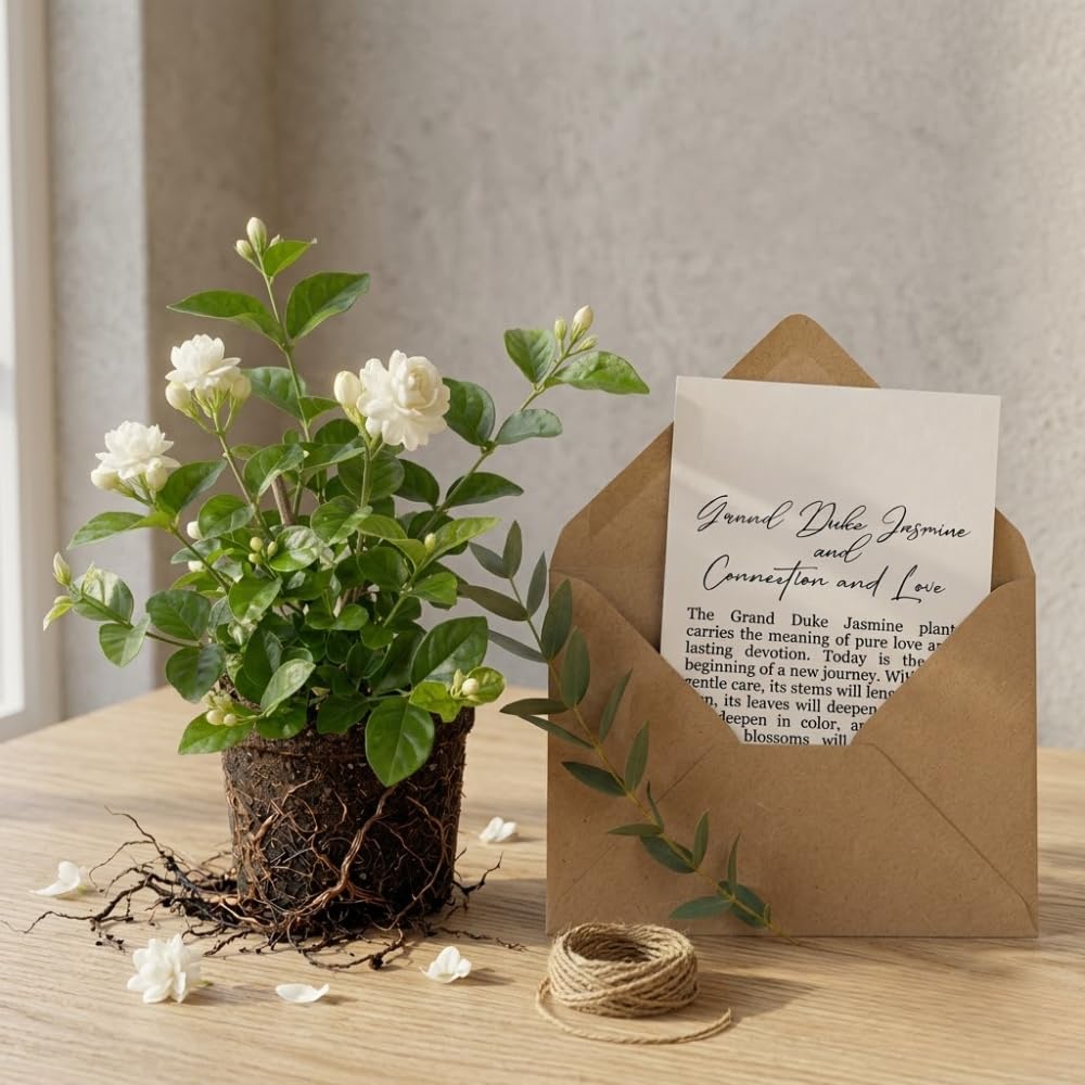 Grand Duke Jasmine Plant Live, Jasminum Sambac, 5–8 Inch Tall, Fragrant Arabian Jasmine, Well-Rooted Starter Plant, Indoor Outdoor Flowering Plant, Easy Care