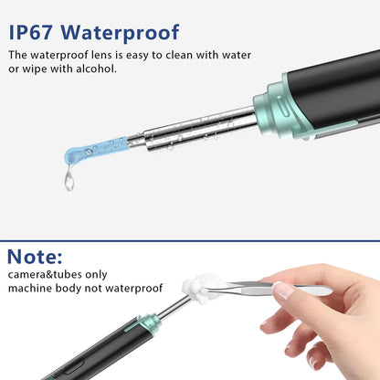 VITCOCO Ear Wax Removal Kit Ear Camera 1920P FHD Wireless Ear Cleaner Ear Wax Remover with 8 PCS Ear Spoon, 3.9mm Waterproof Ear Wax Removal Kit for iPhone, Ipad & Android Smart Phones, Black
