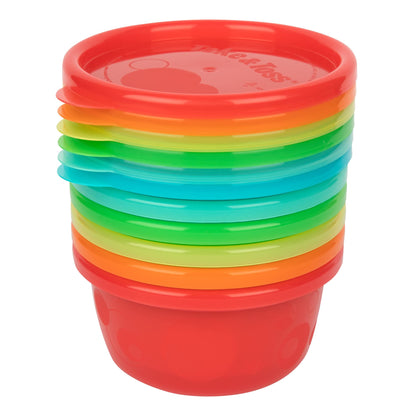 The First Years Take & Toss Toddler Bowls Set - Reusable Toddler Snack Cups - Toddler and Baby Snack Containers with Snap On Lids - Ages 9 Months and Up - 8 Oz - 6 Count