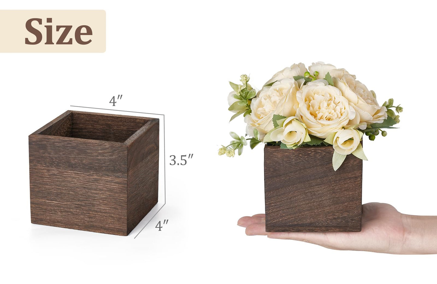 Dahey Small Flower Centerpieces for Tables Set of 3 Artificial Flowers with Wooden Vase Farmhouse Table Decor for Dinning Living Room Kitchen Wedding Party Office Home Decoration