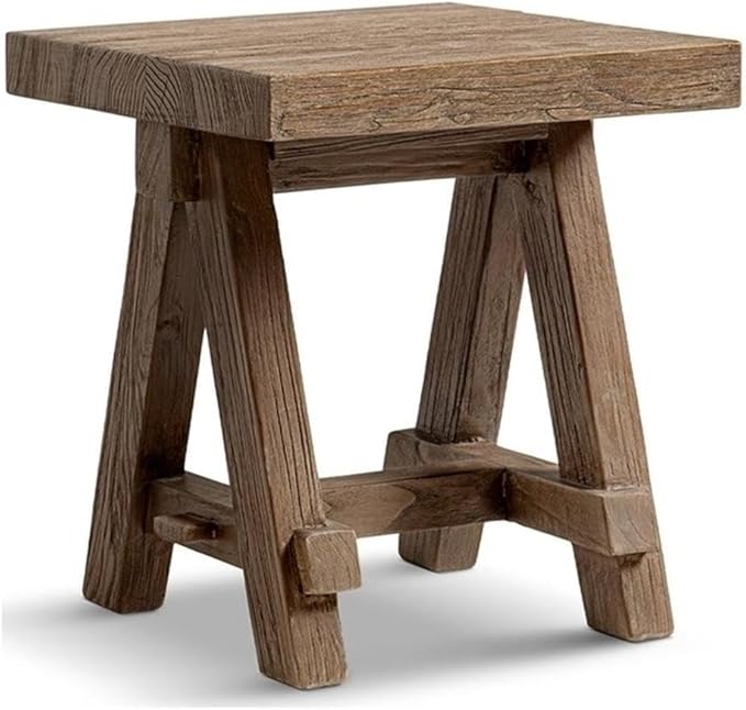 Pemberly Row 18 in Square Reclaimed Elm Side Table, Medium-Dark Brown Finish