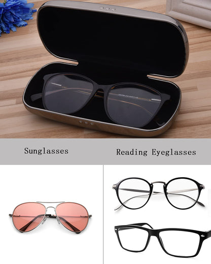 Philley Sunglasses Case Striped Aluminum Hard Shell Metal Spectacles Box Eyeglasses Case for Women & Men(Grey)