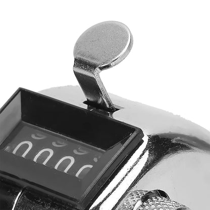 Stainless Steel Tally Counter Handheld Metal Counting Clicker 4-Digit Manual Inventory Tracking Tool for Workshop with Buttons Base Knob