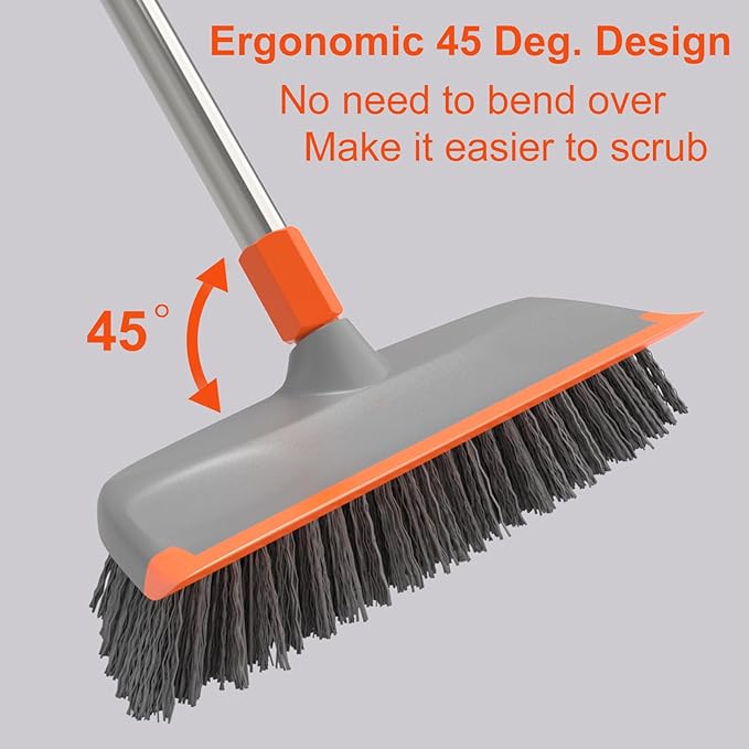 BITOPE Deck Scrub Brush with Long Handle, Heavy Duty Floor Cleaning Scrubber