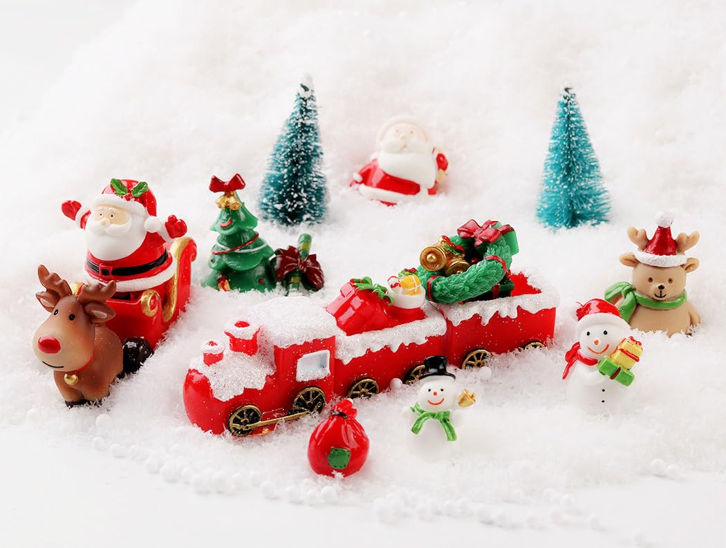 yeesport 18PCS Christmas Miniature Figurines Mini Santa Clause Ornament Xmas Micro Landscape Christmas Tree Christmas Figurines Snowman Reindeer Gift for DIY Fairy Garden