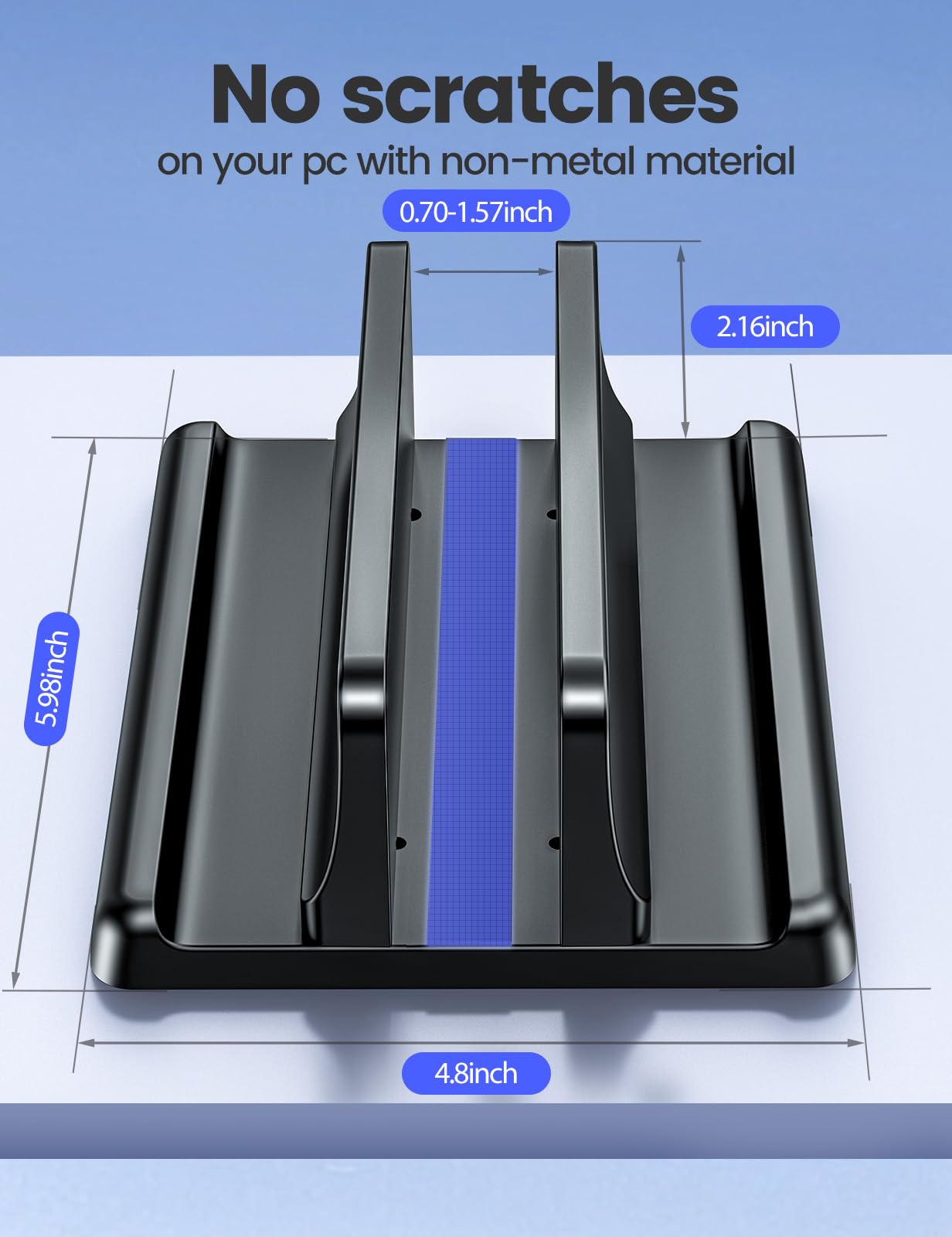 Vaydeer Vertical Laptop Stand Holder Plastic Adjustable Desktop Notebook Dock Space-Saving 3 in 1 for All MacBook Pro Air, Mac, HP, Dell, Microsoft Surface, Lenovo, up to 17.3 inches (Black)