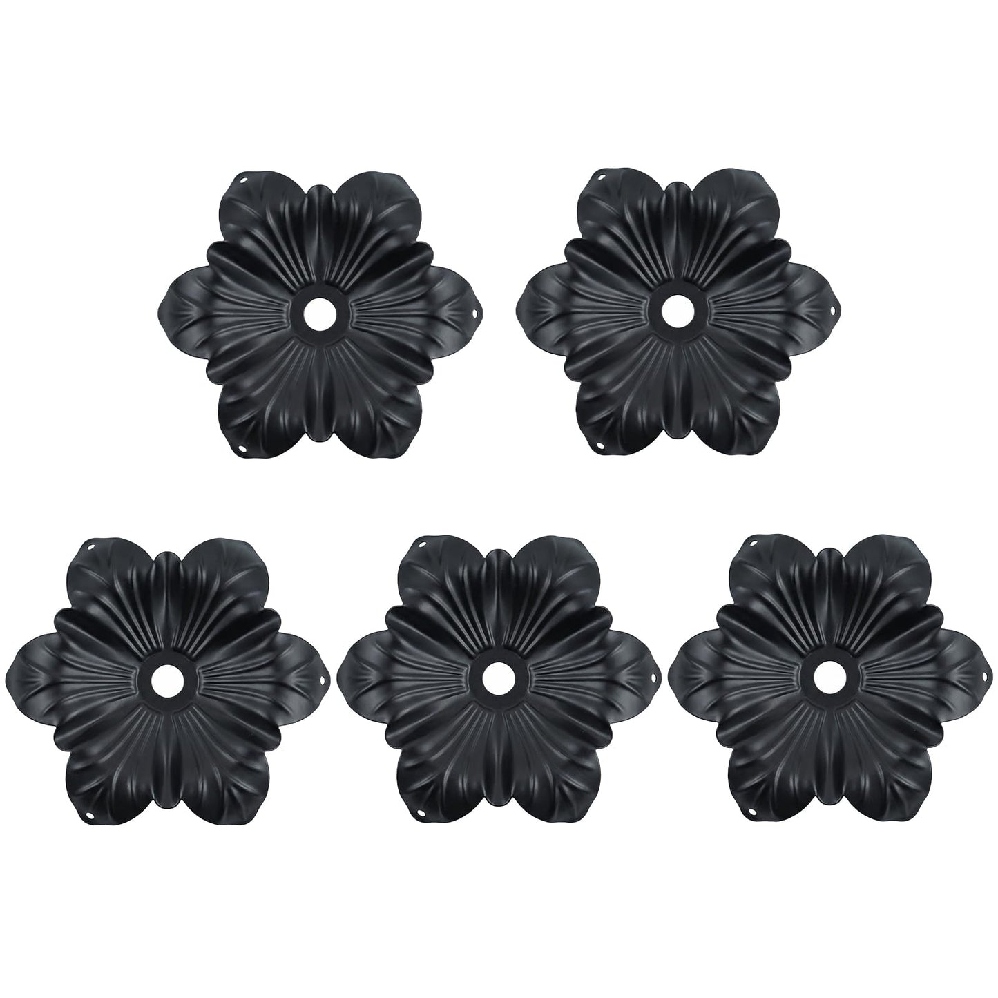 5 Pcs Metal Flower Candle Holder Leaves, 4.3 Inch Metal Candle Stand Accessories with 3 Hanging Holes for Crystal Pendants, Suitable for Candlesticks and Candelabra (Black, 3.9"-5pcs)