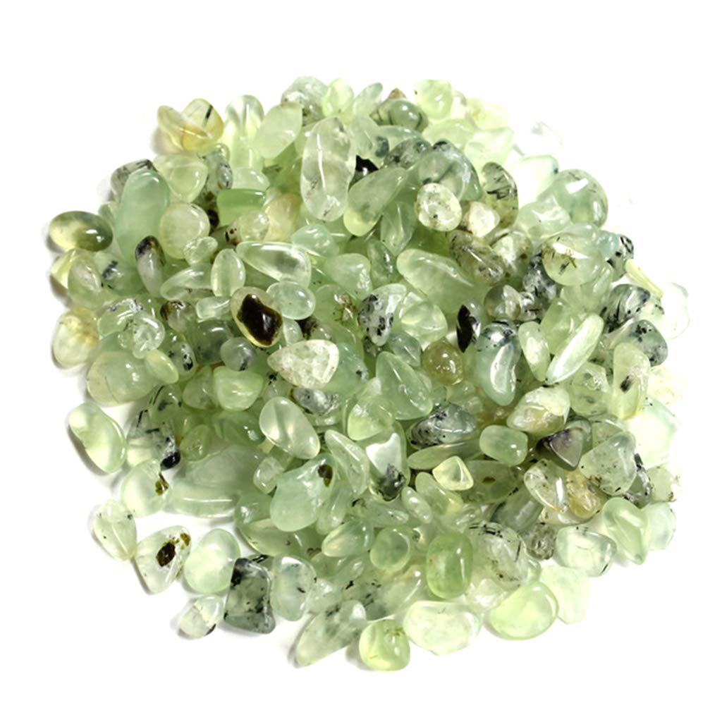 IMALY Prehnite Tumbled Chips Stone Polished Crushed Healing Crystal Quartz Pieces Irregular Shaped Stones for Home Decorative Stones Vases Plants Succulents 0.5lb