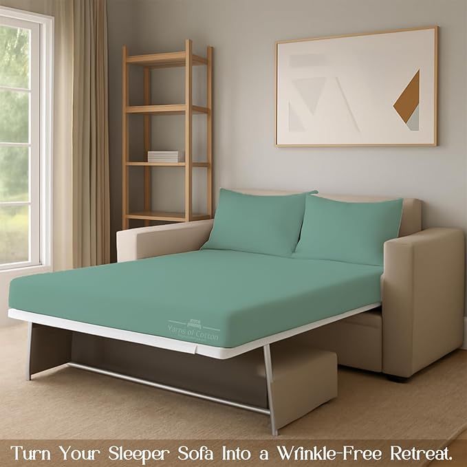 Sleeper Sofa Bed Sheet, 100% Cotton 400 Thread Count, 4 Piece Set, Deep Pocket
