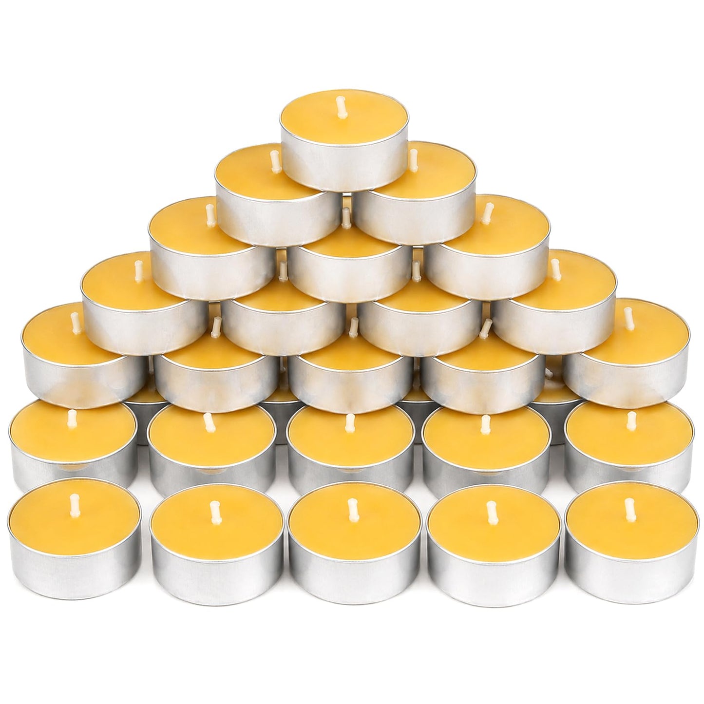 32 Pack Natural Beeswax Tealight Candles 4-5 Hour Long Burning Time