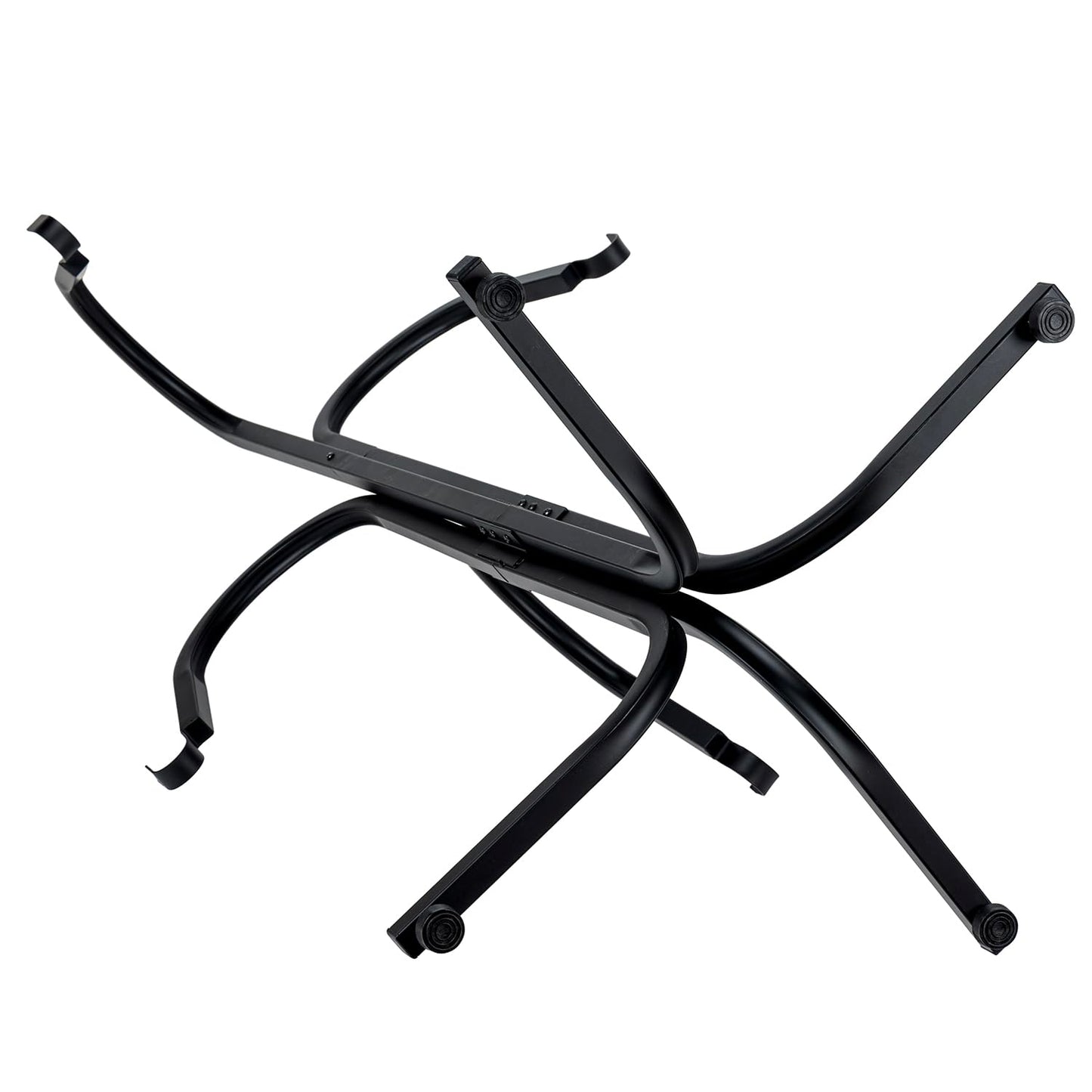 MyGift Floor Standing Planter Pot Stand, Industrial Matte Black Metal Heavy Duty Freestanding Plant Basket Hanger Rack with 4 Way Hanging Hooks