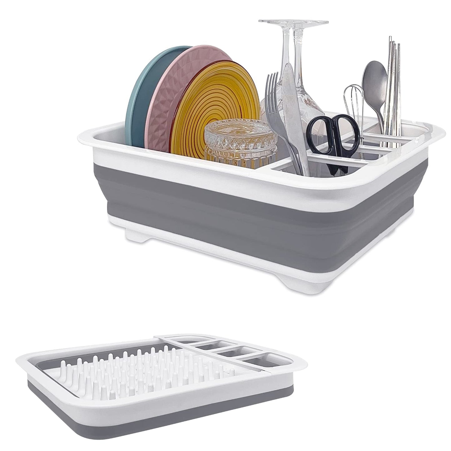 Collapsible Dish Drainer with Drain Plug & Swivel Spout - Space-Saving, Portable Dish Rack for Kitchens, RVs, Campers & Travel Trailers