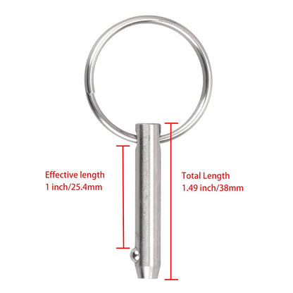 Quick Release Pin Bimini Top Pins Diameter 0.25 Inch,Total Length 1.49 Inch, Usable Length 1 Inch, with Lanyard for Boat Bimini Top Deck Hinge (4 PCS)