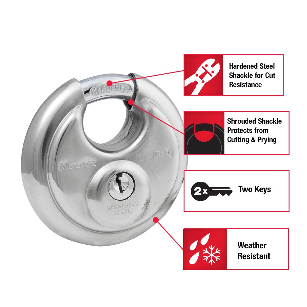 Master Lock 40D Stainless Steel Discus Padlock with Key
