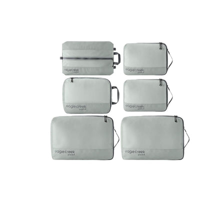 Eagle Creek Pack-It Reveal Extended Stay Set - Compression Travel Packing Cubes Set - Eco-Friendly - Quick-Drying, Water-Resistant Fabric - Pack of 6 - Storm Grey
