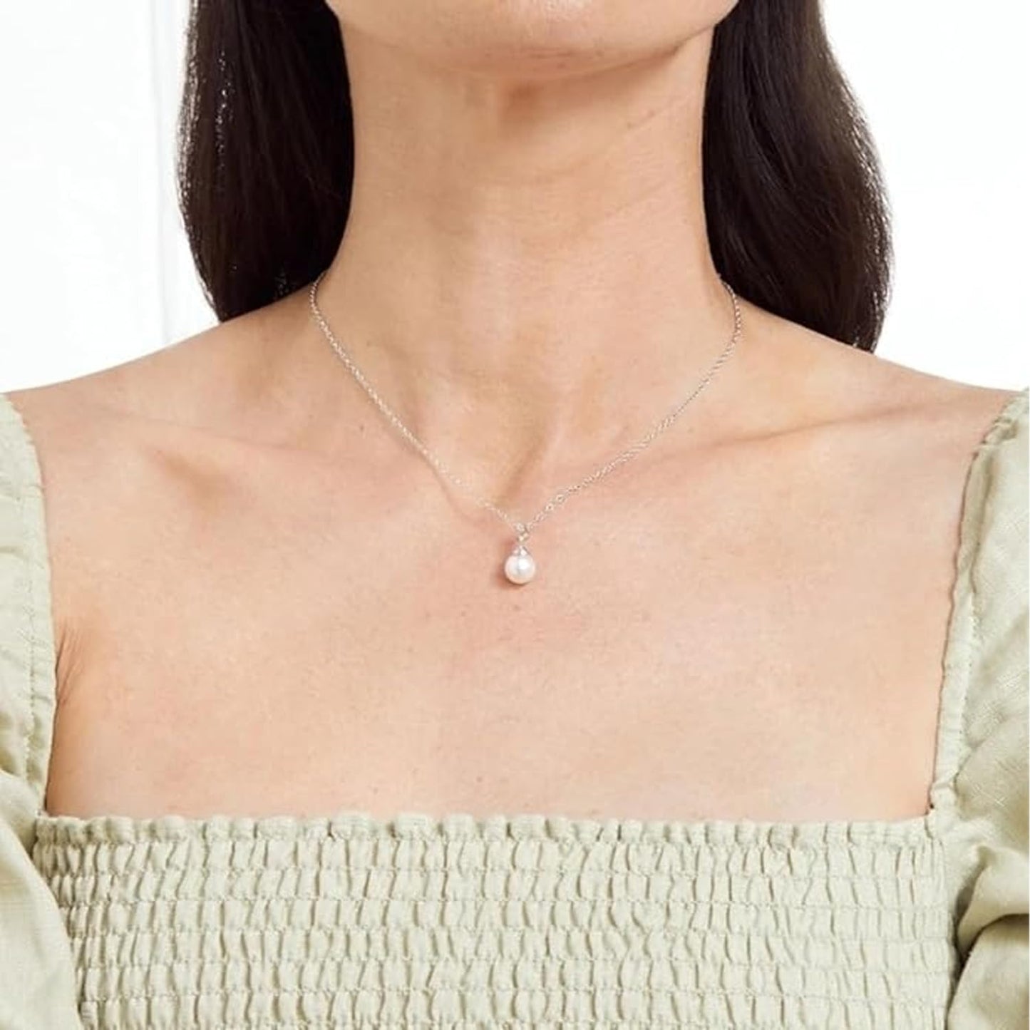 The Pearl Source Real Pearl Pendant Necklace for Women, 14K Gold Plated 925 Sterling Silver, Genuine AAAA Cultured Freshwater Pearl, 8mm White Pearl Necklace with 16-20 Inch Adjustable Chain