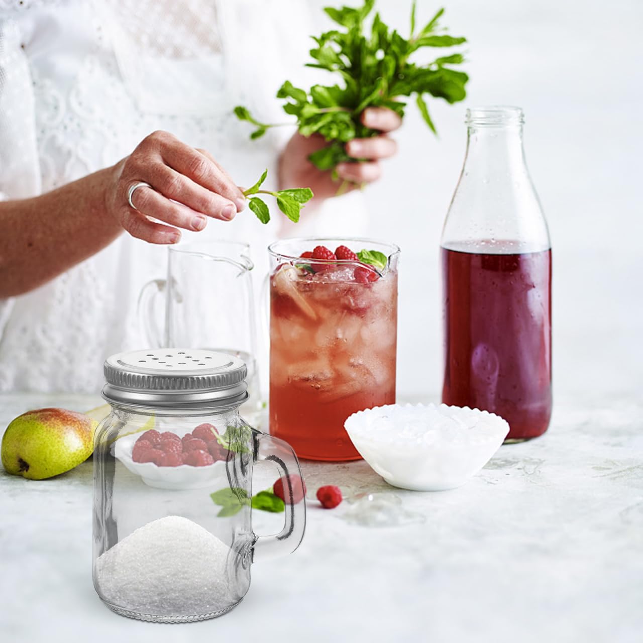 Zerodeko Mini Glass Seasoning Bottles Set of 2 Mason Jar Style Salt and Pepper Shakers with Lids for Kitchen Spice Storage and Condiment Containers