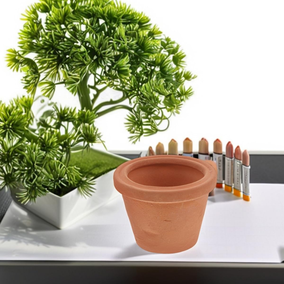 Alasum 3pcs Mini Terracotta Succulent Planters for Indoor Use Small Round Ceramic Pots for Cactus Herbs Space-Saving Natural Look Flower Pots for Desk Shelf Window Sill Home Office Decor