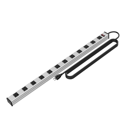 20 Outlet Heavy Duty Metal Socket Power Strip,15-Foot Long Extension Cord with Circuit Breaker. Mounting Brackets Included,Workshop/Industrial use,ETL Certified