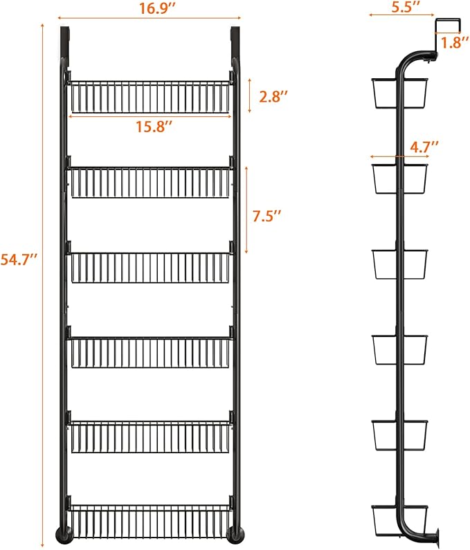 MIAOLI Over the Door Pantry Organizers and Storage, 6-Tier Spice Rack, Home &