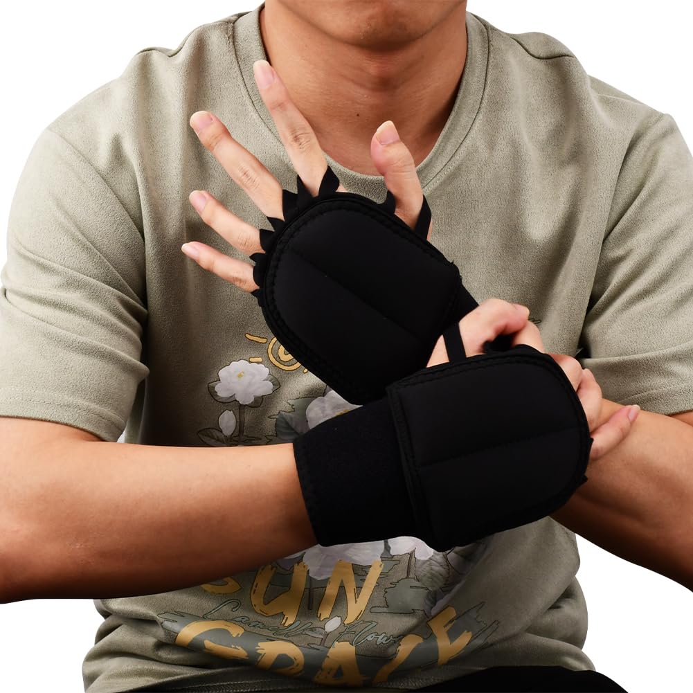 2 Pack Weighted Gloves for Tremors, Adjustable Hand Stability Aid for Parkinson's Patients, Writing Stability & Strengthening, Hand Grip Strength Trainer (Black)